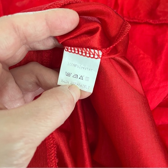 Miholl Tiered Dress Women's Size XXL Red Flutter Short Sleeve Twirl Colorful - Picture 5 of 6